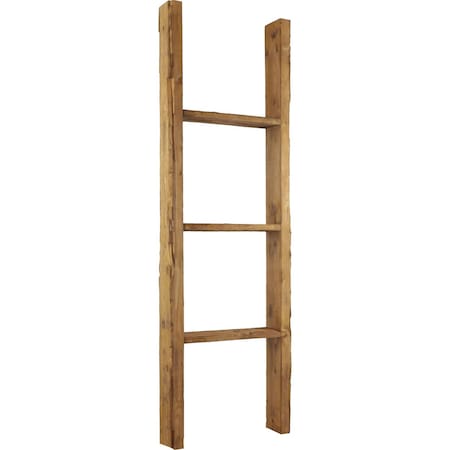 Ekena Millwork 15"W x 48"H x 3 1/2"D Vintage Farmhouse 3 Rung Ladder, Barnwood Decor Collection, Weathered Brown DECR015X048X04LDRBR